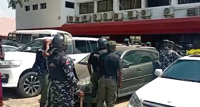 Heavy Security At PDP Headquarters As Abdulrahman Mohammed Takes Over As Acting National Chairman